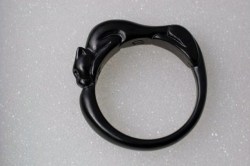 シルバー　猫　指輪　黒メッキ